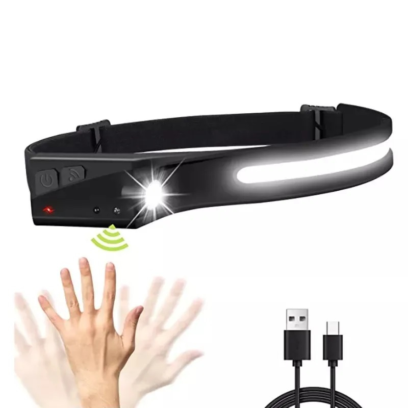 Lanterna de cap cu banda LED, 4 trepe, 2 moduri, acumulator, senzor miscare, AVI-3545 [3]