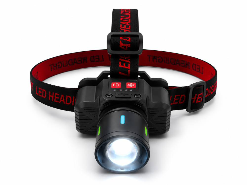 Lanternă de cap LED cu zoom, AVI®, senzor de mișcare, acumulator reîncărcabil, USB-C, focalizare reglabilă, AVI-5425 [2]