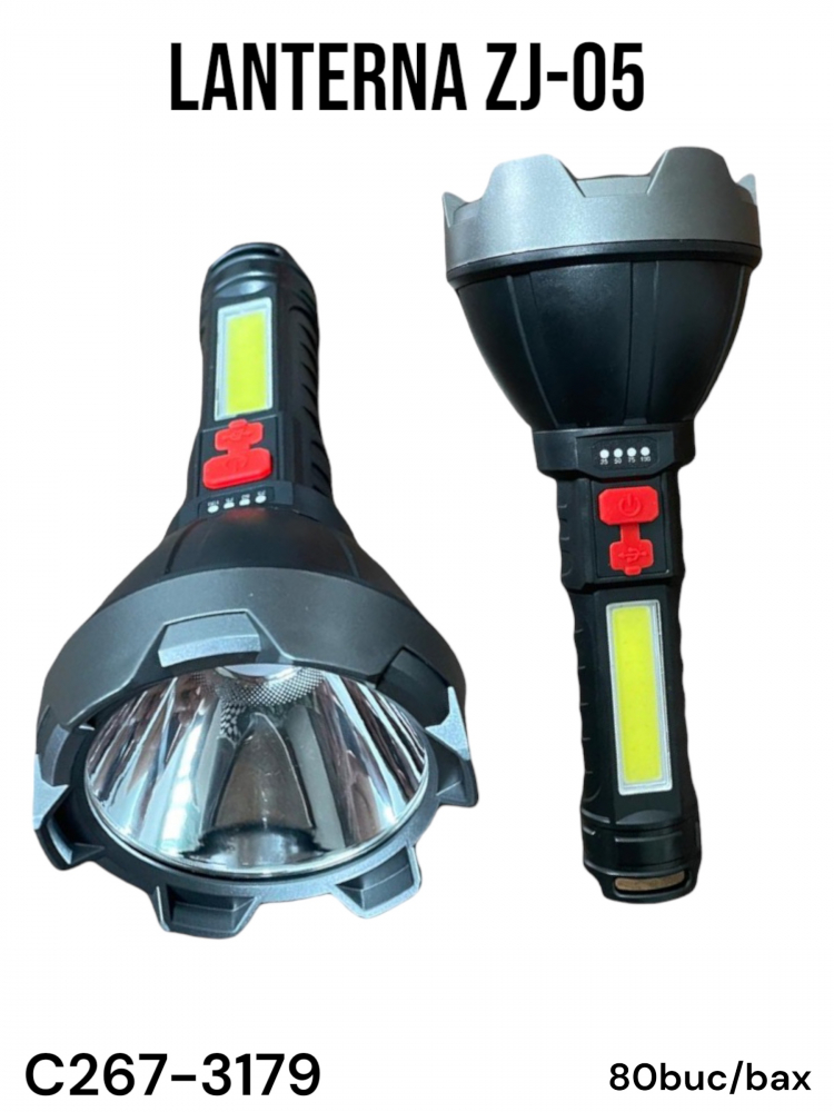 Lanterna de mana LED cu acumulator, ZJ-05, cu doua surse de iluminare, AVI-3179 [2]
