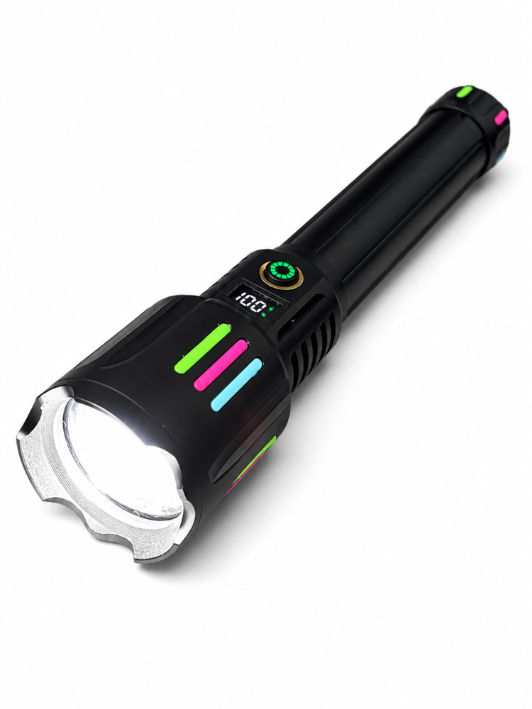 Lanternă de mână LED cu zoom, AVI®, acumulator 261350 12.000 mAh, USB-C, display digital baterie, funcție Power Bank, metalică, 25.5 cm, AVI-5418 [4]