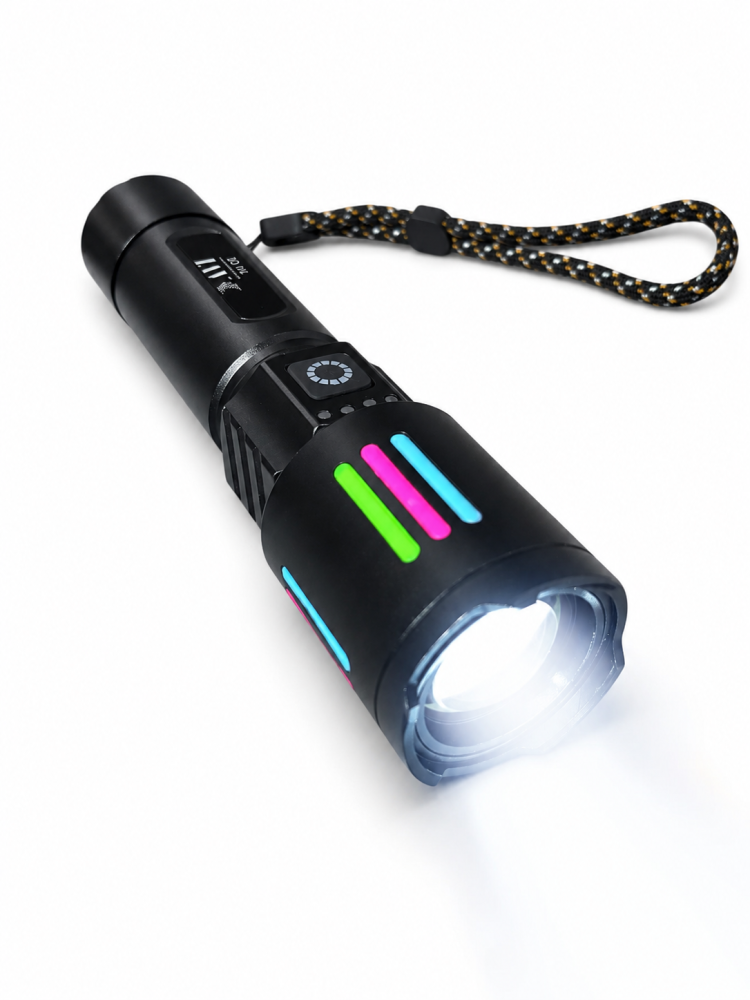 Lanternă de mână LED cu zoom, AVI®, acumulator 26650 12.000 mAh, USB-C, afișaj nivel baterie, metalică, 16.5 cm, AVI-5416 [2]