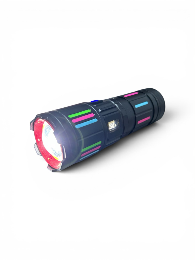 Lanternă de mână LED cu zoom, AVI®, acumulator 38650 16.800 mAh, USB-C, display digital baterie, funcție Power Bank, metalică, 16 cm, Ø5 cm, AVI-5417 [2]