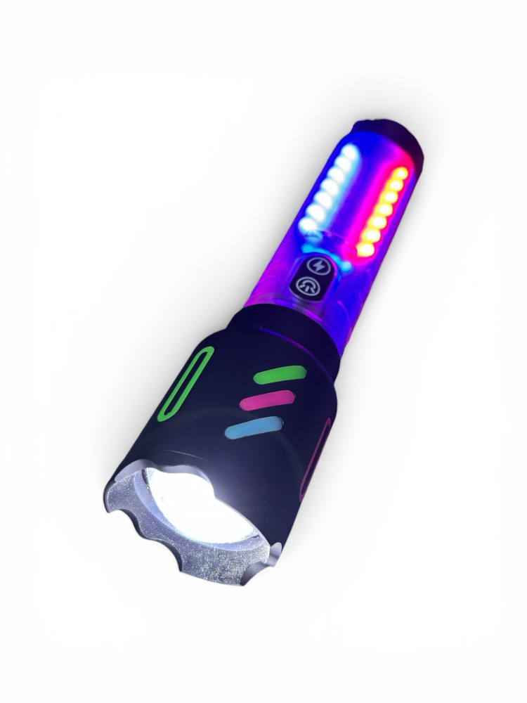 Lanternă de mână LED cu zoom, AVI®, COB mare, lumină albă, roșie și albastră, acumulator 26650, USB-C, Power Bank, afișaj baterie, 19.5 cm, AVI-5420 [4]