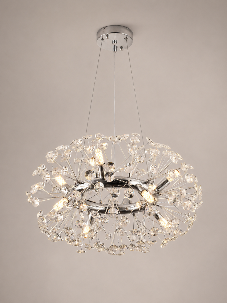 Lustră Crystal Dandelion, AVI®, Ø50 cm, 8 × G9, cristale multifatetate, schelet metalic cu inel argintiu/cromat, AVI-5558 [4]