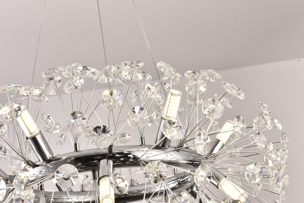 Lustră Crystal Dandelion, AVI®, Ø60 cm, 12 × G9, cristale multifatetate, schelet metalic cu inel argintiu/cromat, AVI-5559 [9]