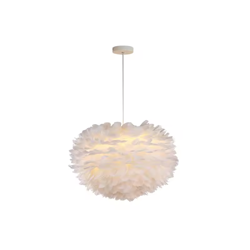 Lustra cu pene albe, Ø 45cm stil nordic, 3 x E27, AVI-4395 [2]