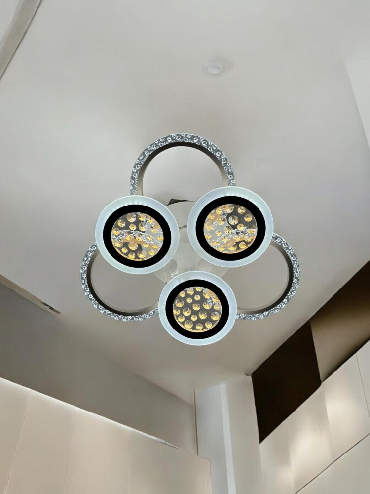 Lustra LED cu 6 corpuri circulare, Ø total 55cm, Ø inele mari 25cm, Ø inele mici 20cm, alb, AVI-4419 [4]