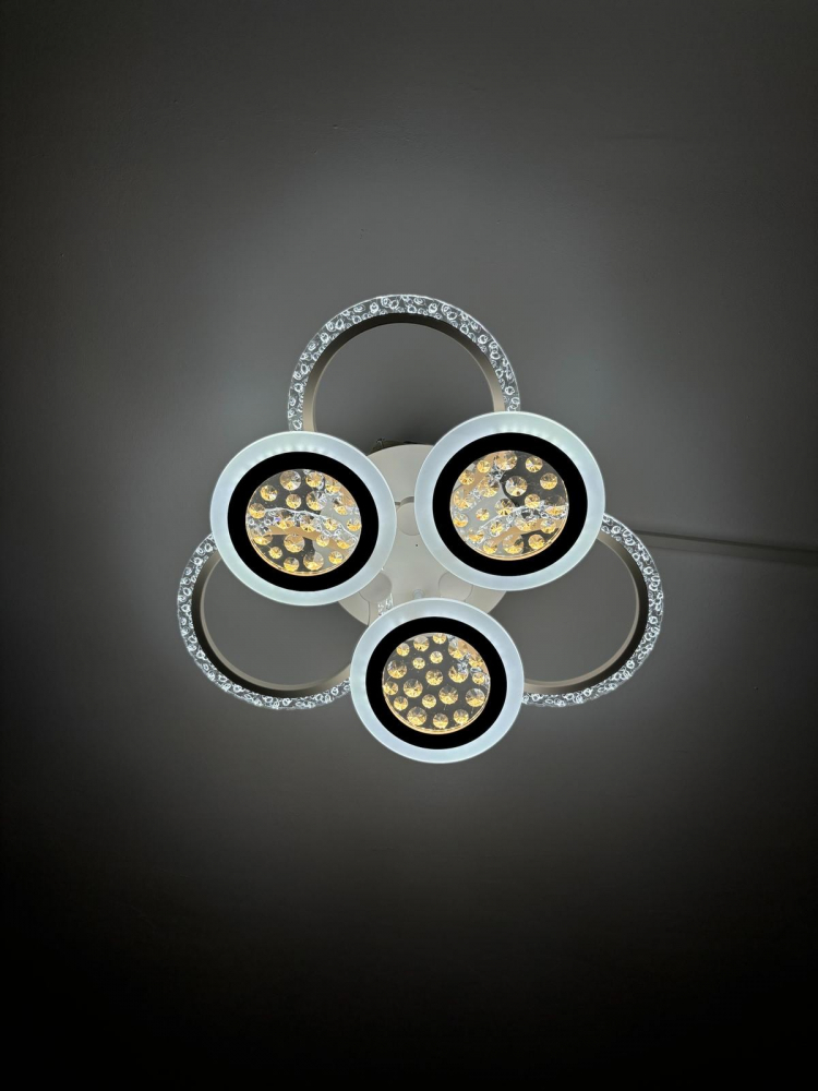 Lustra LED cu 6 corpuri circulare, Ø total 55cm, Ø inele mari 25cm, Ø inele mici 20cm, alb, AVI-4419 [3]