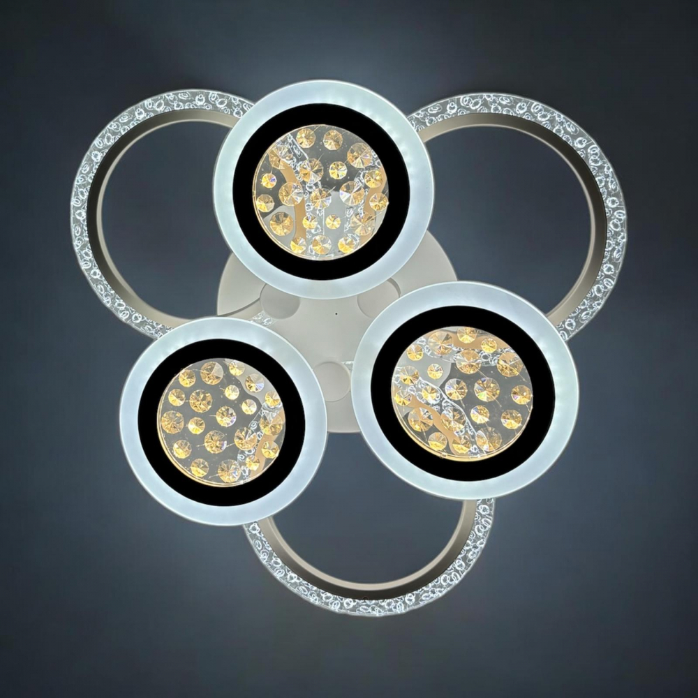 Lustra LED cu 6 corpuri circulare, Ø total 55cm, Ø inele mari 25cm, Ø inele mici 20cm, alb, AVI-4419 [2]