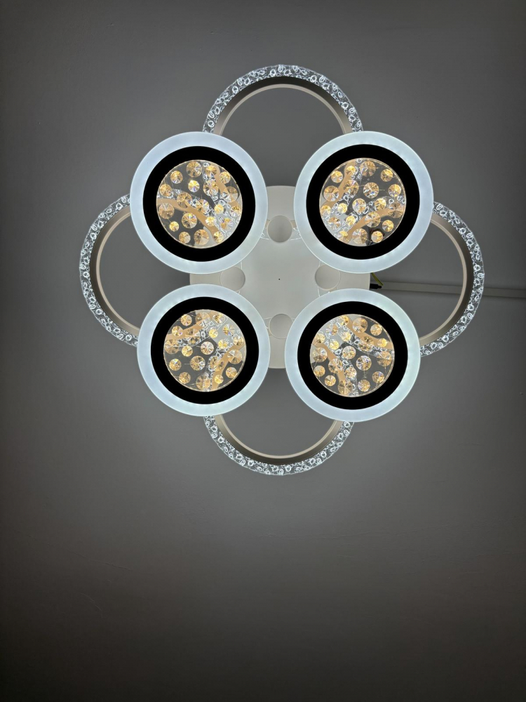 Lustra LED cu 8 corpuri circulare, Ø total 65cm, Ø inele mari 25cm, Ø inele mici 20cm, alb, AVI-4420 [1]