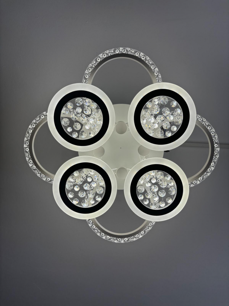 Lustra LED cu 8 corpuri circulare, Ø total 65cm, Ø inele mari 25cm, Ø inele mici 20cm, alb, AVI-4420 [2]