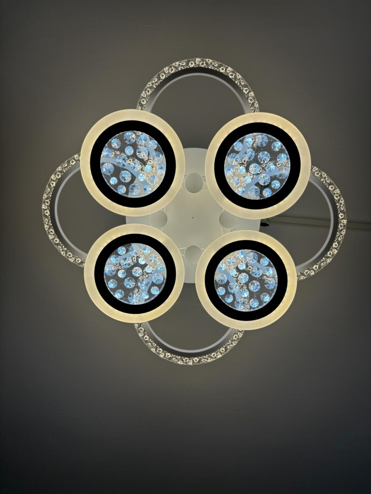 Lustra LED cu 8 corpuri circulare, Ø total 65cm, Ø inele mari 25cm, Ø inele mici 20cm, alb, AVI-4420 [3]