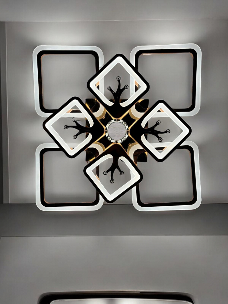 Lustra LED cu 8 corpuri patrate, suport cu boxa 5w incorporata, 60 x 60cm, putere max 240w, AVI-4417 [4]