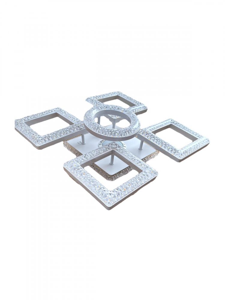 Lustra LED cu boxa 5w incorporata in suportul iluminat cu latura 24cm, 4 corpuri patrate L 18cm si 1 inel Ø18cm cu pozitii reglabile, AVI-4424 [3]