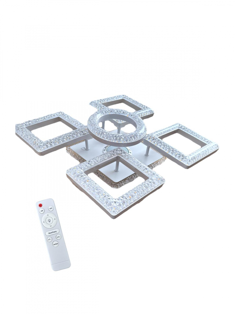 Lustra LED cu boxa 5w incorporata in suportul iluminat cu latura 24cm, 4 corpuri patrate L 18cm si 1 inel Ø18cm cu pozitii reglabile, AVI-4424 [4]