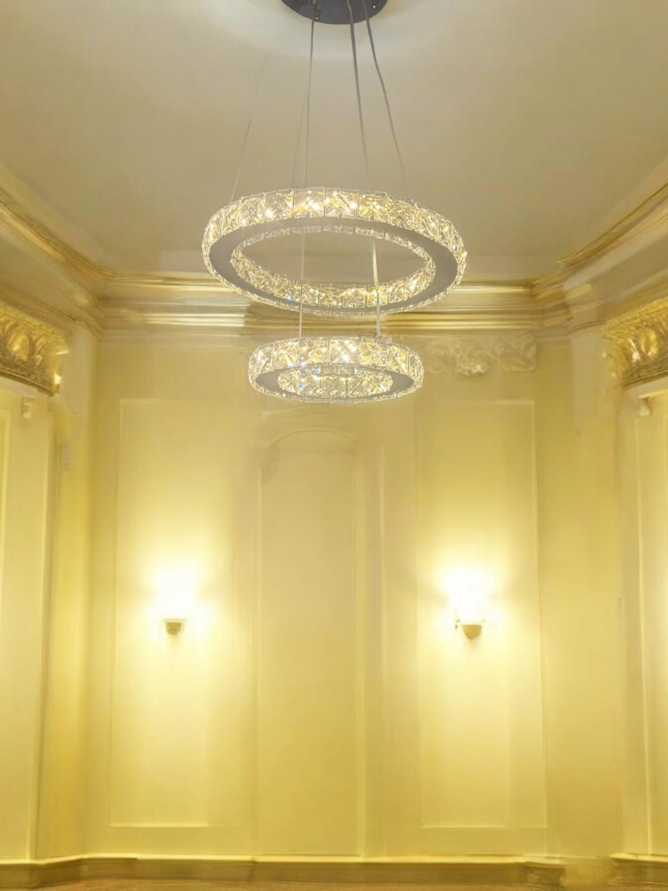 Lustra LED cu cristale, Ø20cm inelul mic si Ø30cm inelul mare, H ajustabila, lumina rece, calda, neutra, AVI-4700 [4]