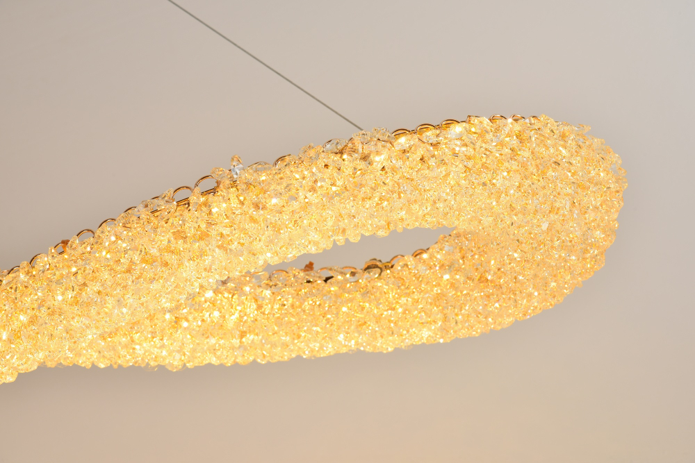 Lustră LED cu mini-cristale, AVI®, 110 x 40 cm, model spiralată în formă de 8, one-piece, telecomandă, 3 tipuri de lumină, efect luxury, configurație (40-60W) x 4, AVI-5565 [2]