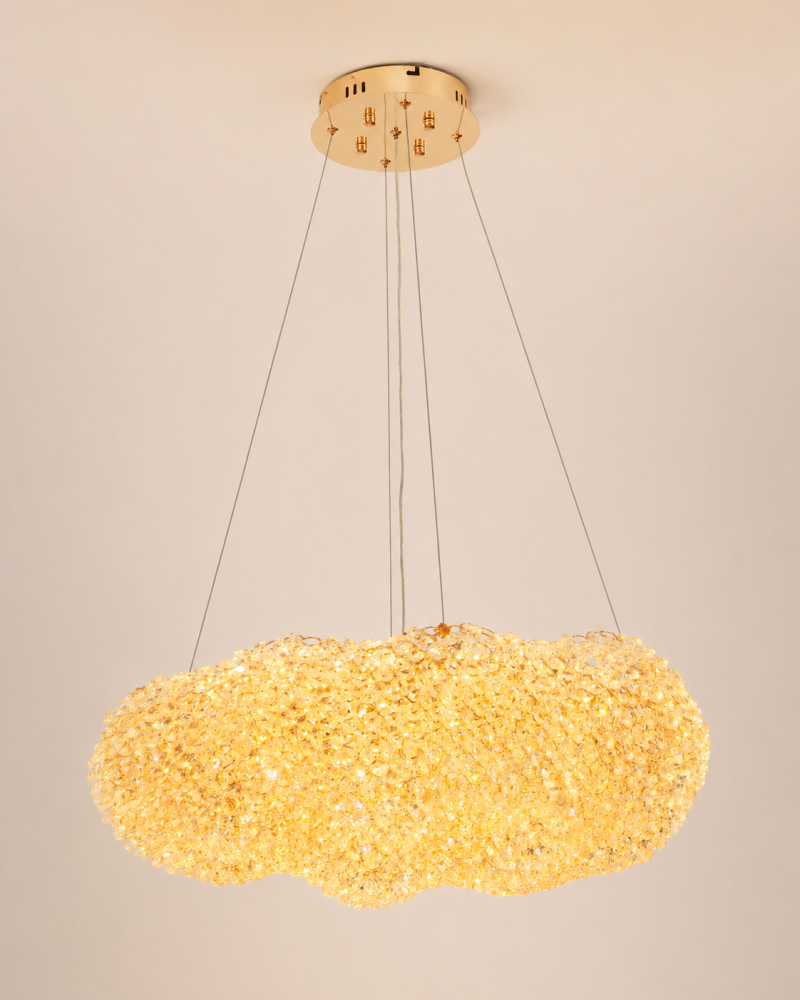 Lustră LED cu mini-cristale, AVI®, 60 x 40 cm, înălțime corp 20 cm, configurație (60-80W) x 2, telecomandă, 3 tipuri de lumină, efect luxury, AVI-5546 [5]