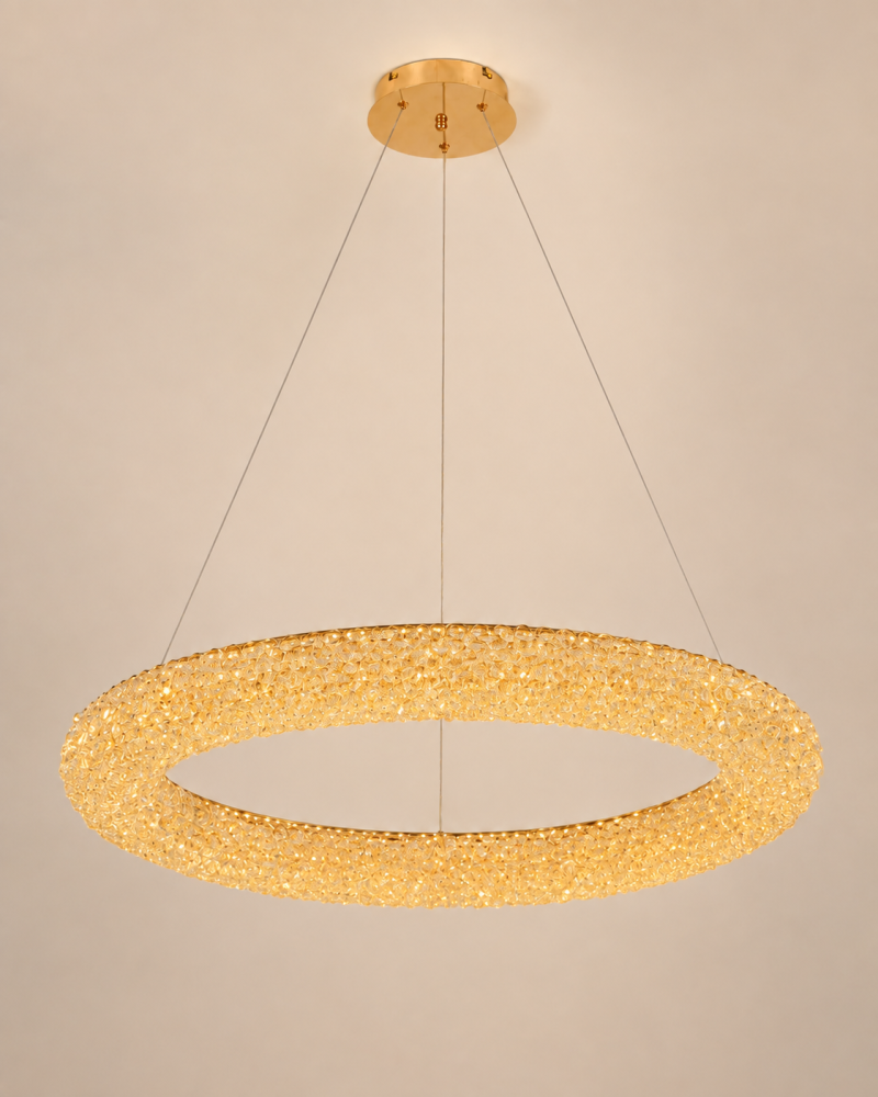 Lustră LED cu mini-cristale, AVI®, Ø40 cm, configurație (40-60W) x 2, telecomandă, 3 tipuri de lumină, efect luxury, AVI-5541 [6]