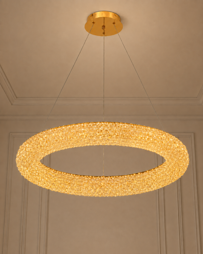Lustră LED cu mini-cristale, AVI®, Ø60 cm, configurație (40-60W) x 2, telecomandă, 3 tipuri de lumină, efect luxury, AVI-5543 [5]