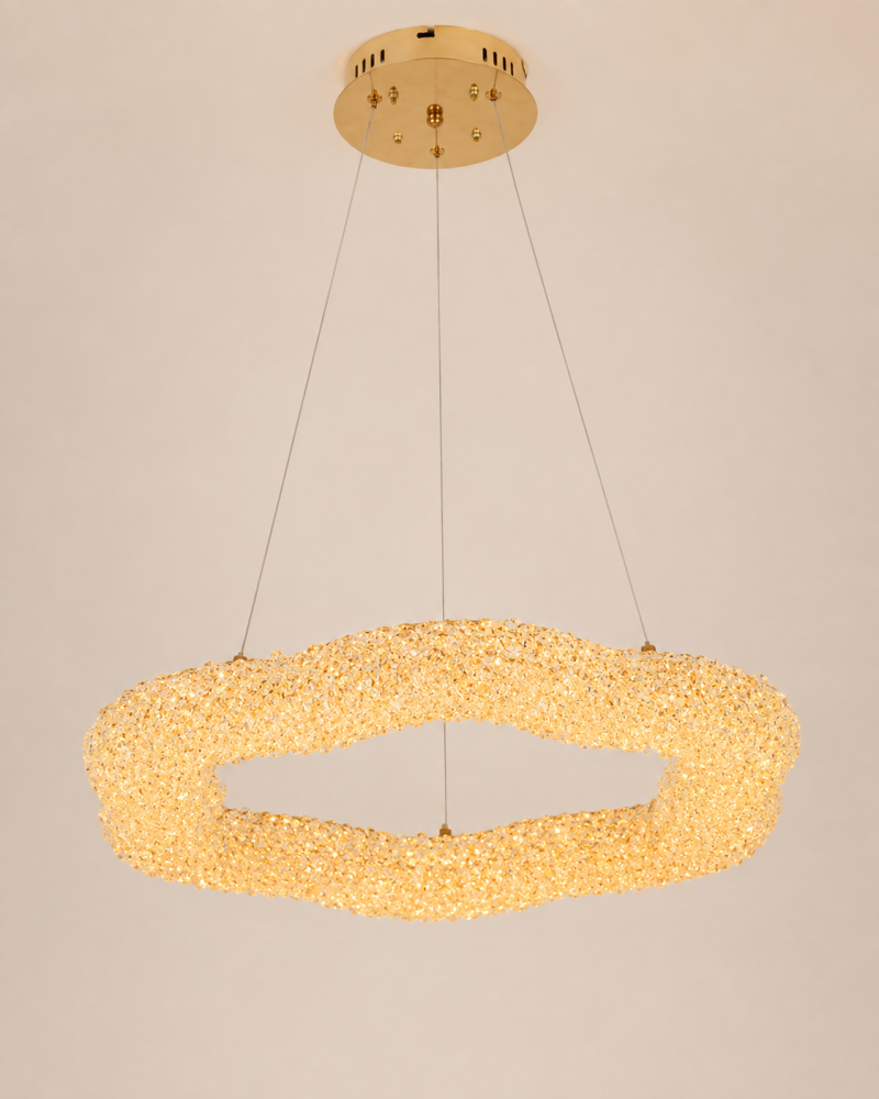 Lustră LED cu mini-cristale, AVI®, Ø80 cm, configurație (60-80W) x 2, telecomandă, 3 tipuri de lumină, efect luxury, AVI-5567 [3]