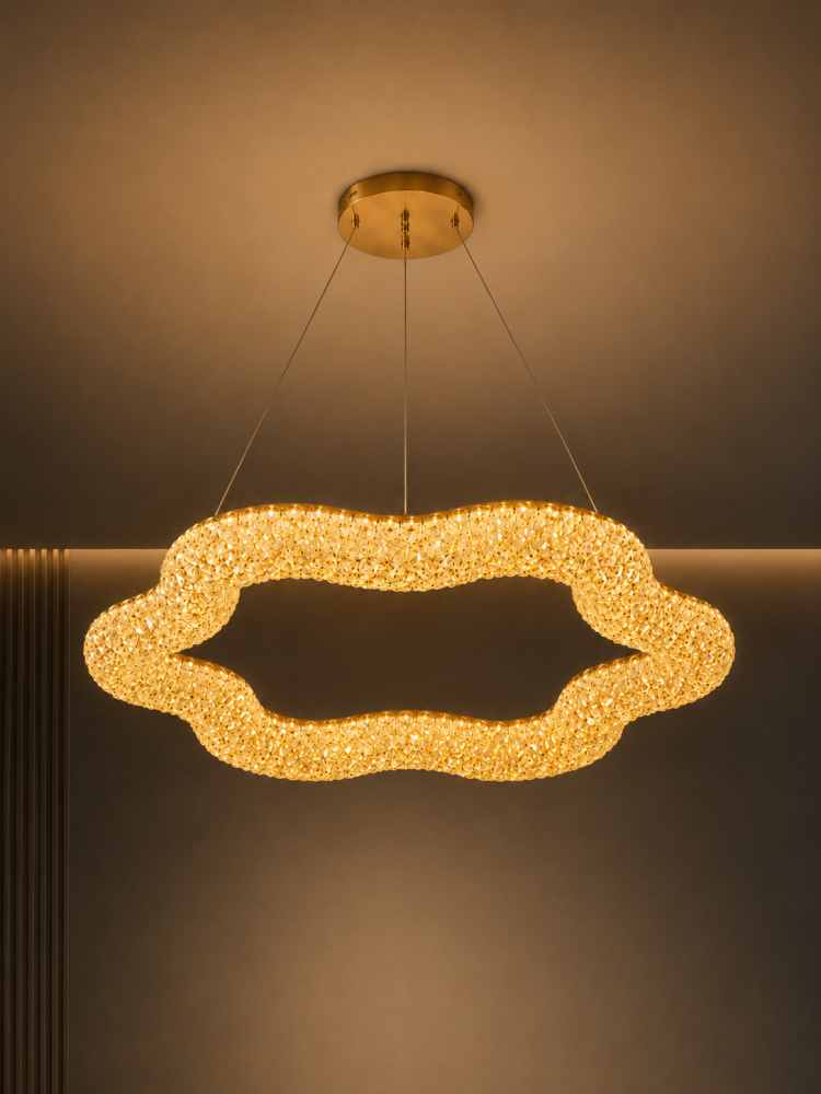 Lustră LED cu mini-cristale, AVI®, Ø80 cm, configurație (60-80W) x 2, telecomandă, 3 tipuri de lumină, efect luxury, AVI-5567 [4]