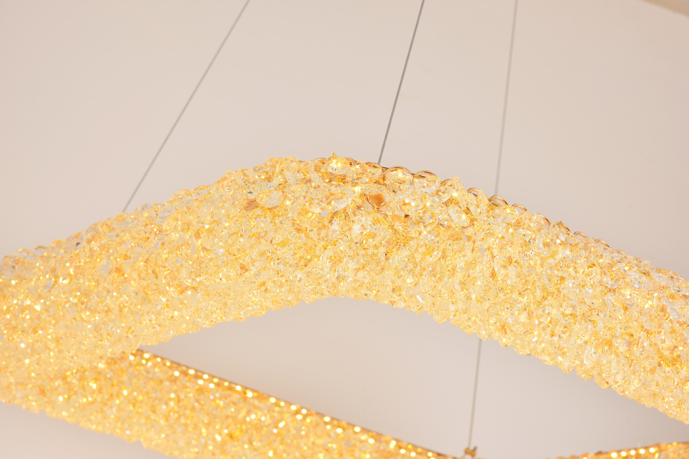 Lustră LED cu mini-cristale, AVI®, pătrată, latură 40 cm, configurație (40-60W) x 2, telecomandă, 3 tipuri de lumină, efect luxury, AVI-5571 [2]