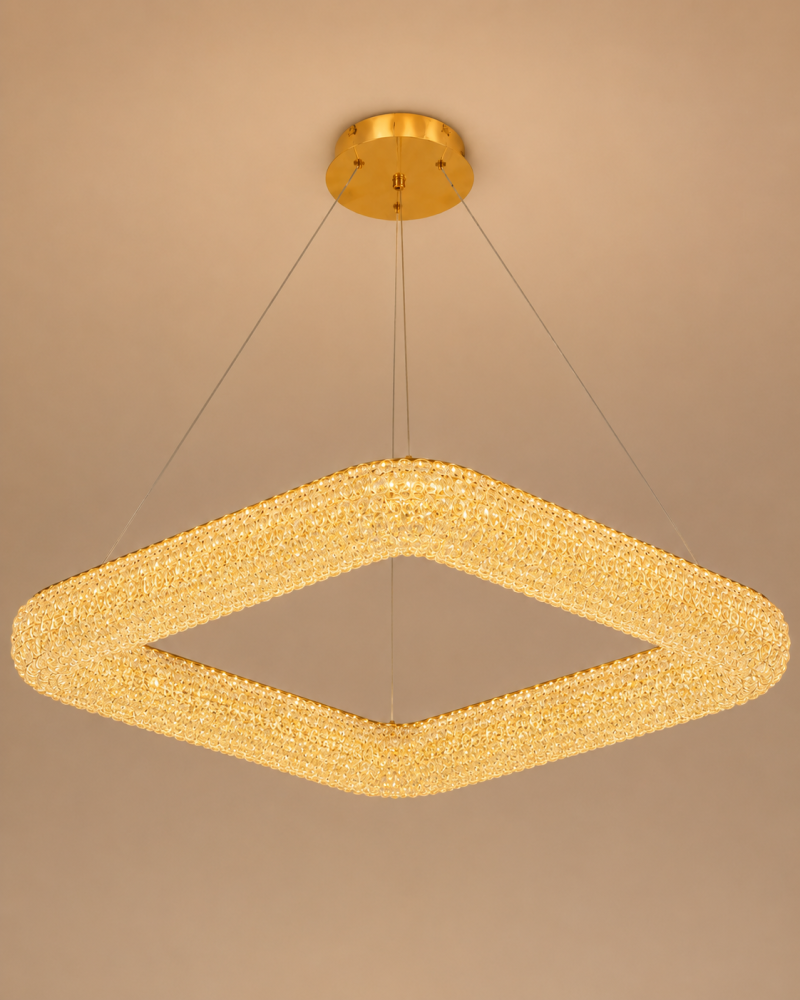 Lustră LED cu mini-cristale, AVI®, pătrată, latură 50 cm, configurație (40-60W) x 2, telecomandă, 3 tipuri de lumină, efect luxury, AVI-5572 [4]