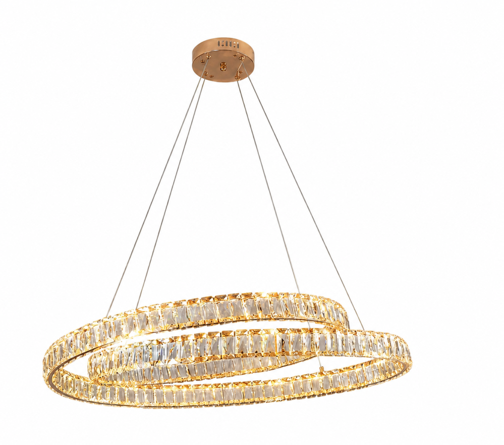 Lustră LED Smart cu cristale, AVI®, 60 x 40 cm, model spiralat, telecomandă, 3 tipuri de lumină, schelet metalic auriu, AVI-5523 [3]
