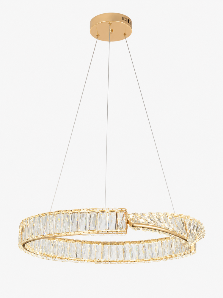 Lustră LED Smart cu cristale, AVI®, Ø60 cm, 124W, 3 tipuri de lumină, telecomandă, model spiralat, schelet auriu, AVI-5528 [2]