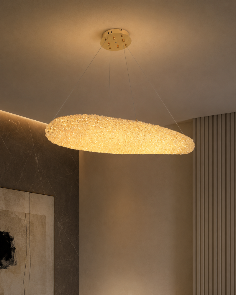 Lustră LED Smart cu mini-cristale, AVI®, 100 x 35 cm, configurație (60-80W) x 2, telecomandă, 3 tipuri de lumină, efect luxury, AVI-5564 [4]