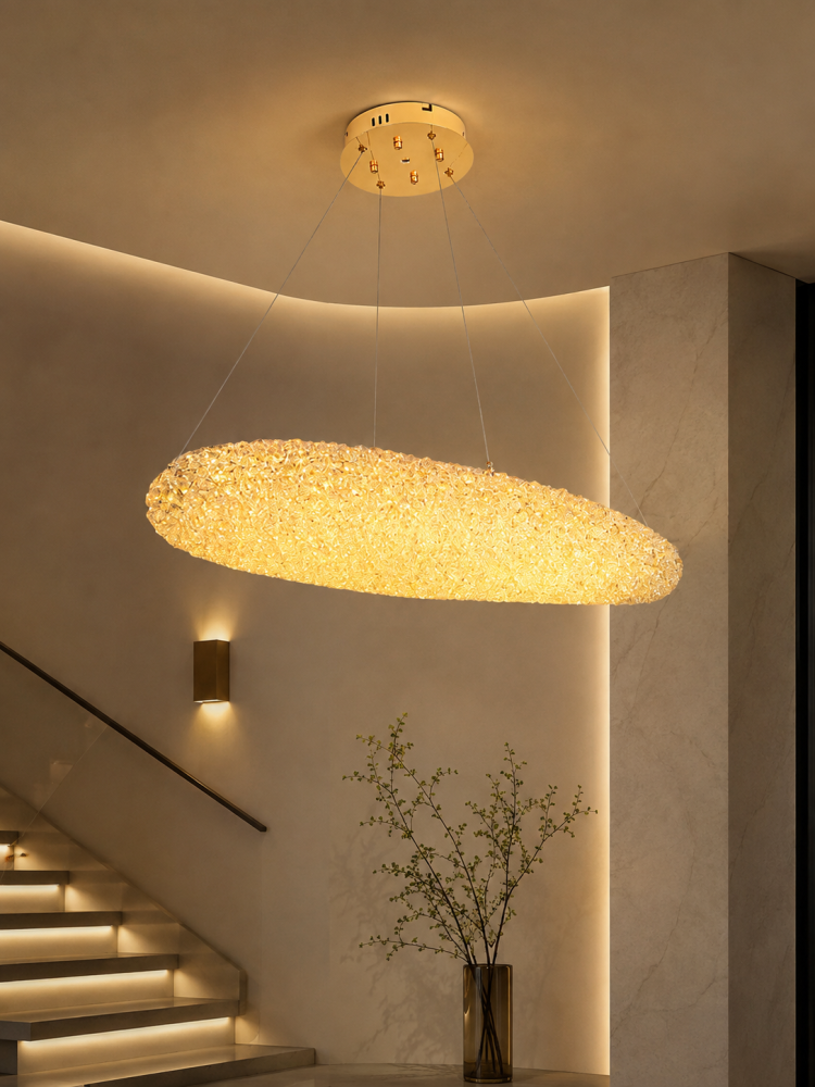 Lustră LED Smart cu mini-cristale, AVI®, 100 x 35 cm, configurație (60-80W) x 2, telecomandă, 3 tipuri de lumină, efect luxury, AVI-5564 [3]