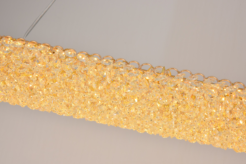 Lustră LED Smart cu mini-cristale, AVI®, 80 x 10 cm, configurație (24-40W) x 2, telecomandă, 3 tipuri de lumină, efect luxury, AVI-5545 [6]