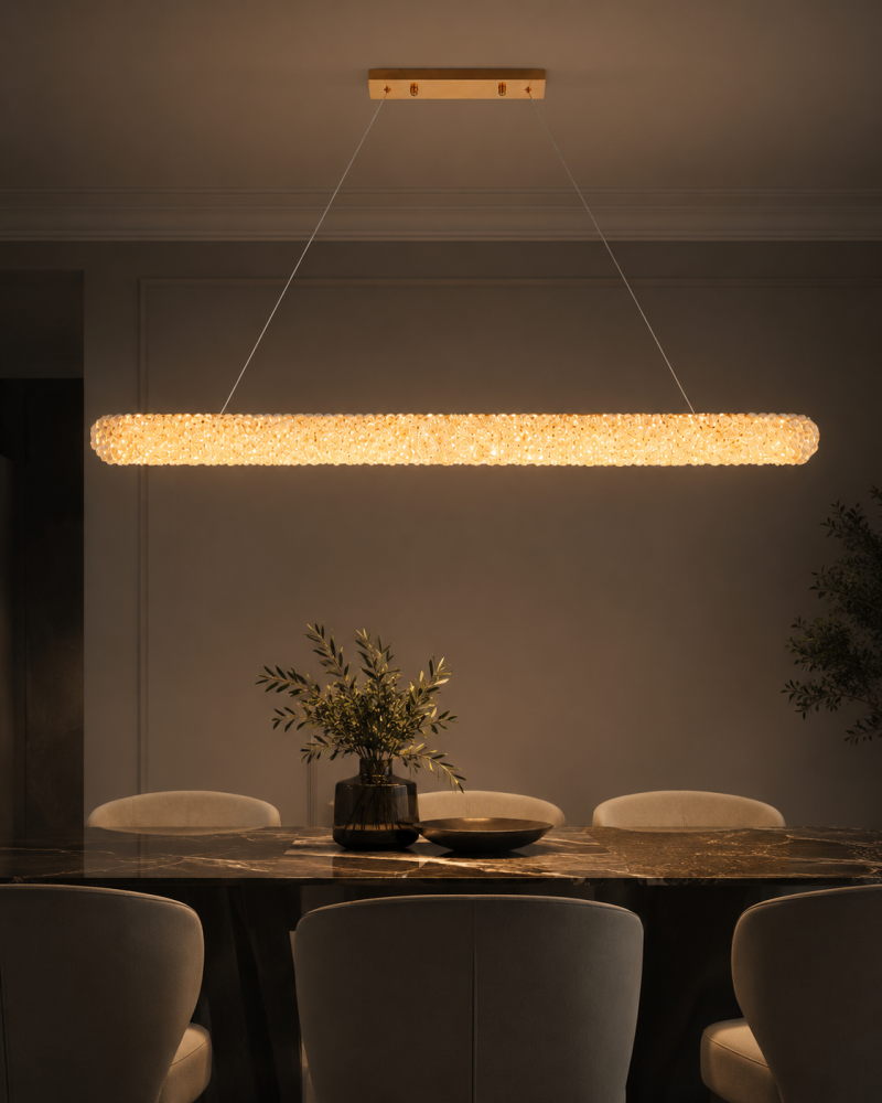 Lustră LED Smart cu mini-cristale, AVI®, 80 x 10 cm, configurație (24-40W) x 2, telecomandă, 3 tipuri de lumină, efect luxury, AVI-5545 [2]