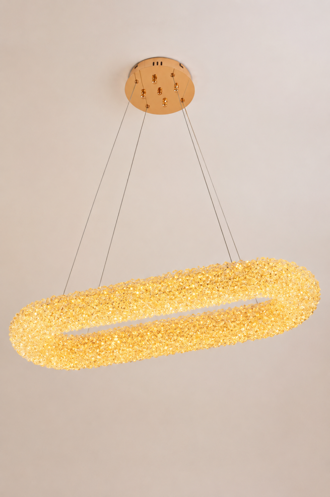 Lustră LED Smart cu mini-cristale, AVI®, 90 x 30 cm, configurație (60-80W) x 2, telecomandă, 3 tipuri de lumină, efect luxury, AVI-5540 [3]