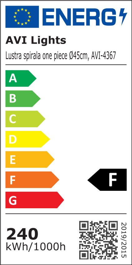 Lustra LED spirala one piece suspendata, design modern, Ø45cm, negru, AVI-4367 [5]