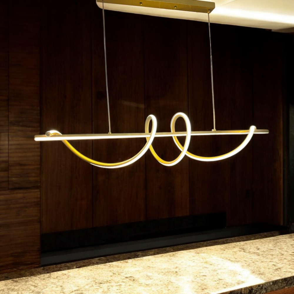 Lustra LED suspendata 100cm, dining, schelet auriu, lumina rece, calda si neutra, AVI-4678 [1]
