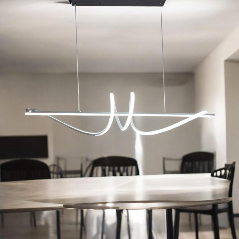 Lustra LED suspendata 100cm, dining, schelet negru, lumina rece, calda si neutra, AVI-4679 [4]