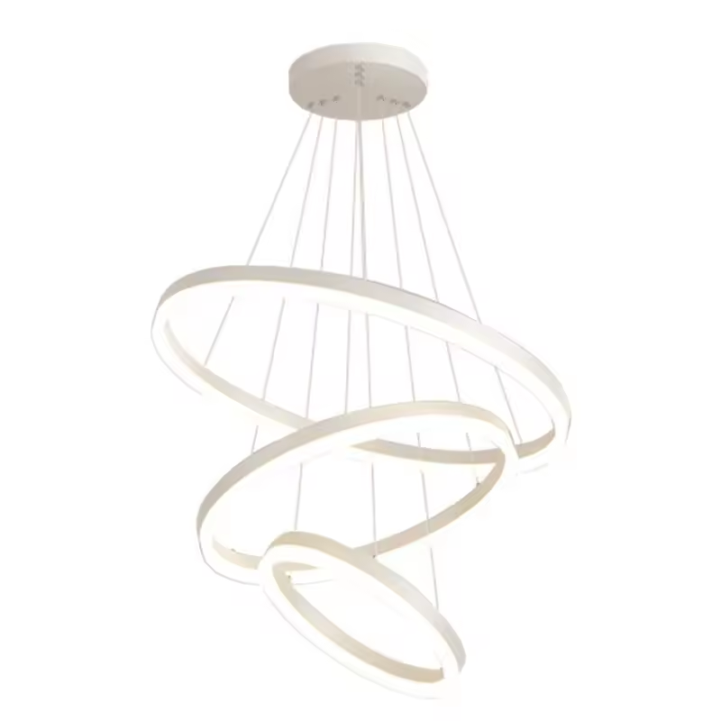 Lustra LED suspendata, cu 3 inele Ø20 x 40 x 60 cm, aluminiu, alb, AVI-4362 [1]