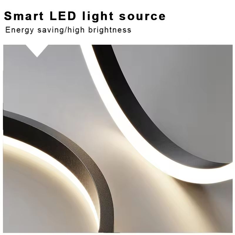 Lustra LED suspendata, cu 3 inele Ø20 x 40 x 60 cm, aluminiu, negru, AVI-4361 [4]
