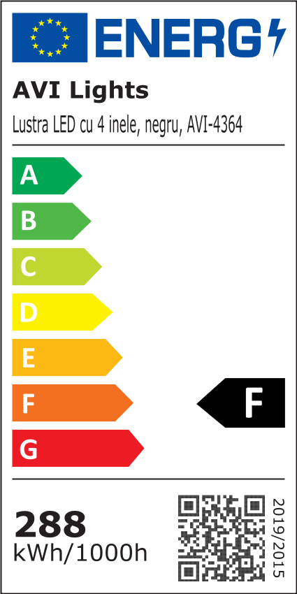 Lustra LED suspendata, cu 4 inele Ø20 x 40 x 60 x 80cm, aluminiu, negru, AVI-4364 [3]