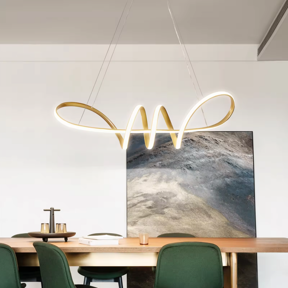 Lustra LED suspendata, spirala one piece orizontala, gold, AVI-4382 [4]