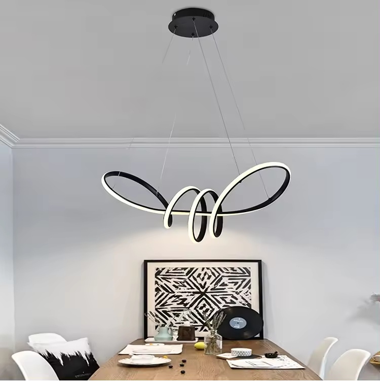 Lustra LED suspendata, spirala orizontala one piece, 65 x 25cm, negru, AVI-4415 [1]