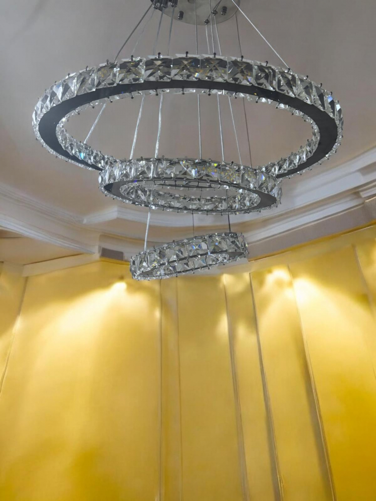 Lustra LED tip candelabru cu 3 inele, cristal, Ø20, 30, 50cm, AVI-4701 [3]