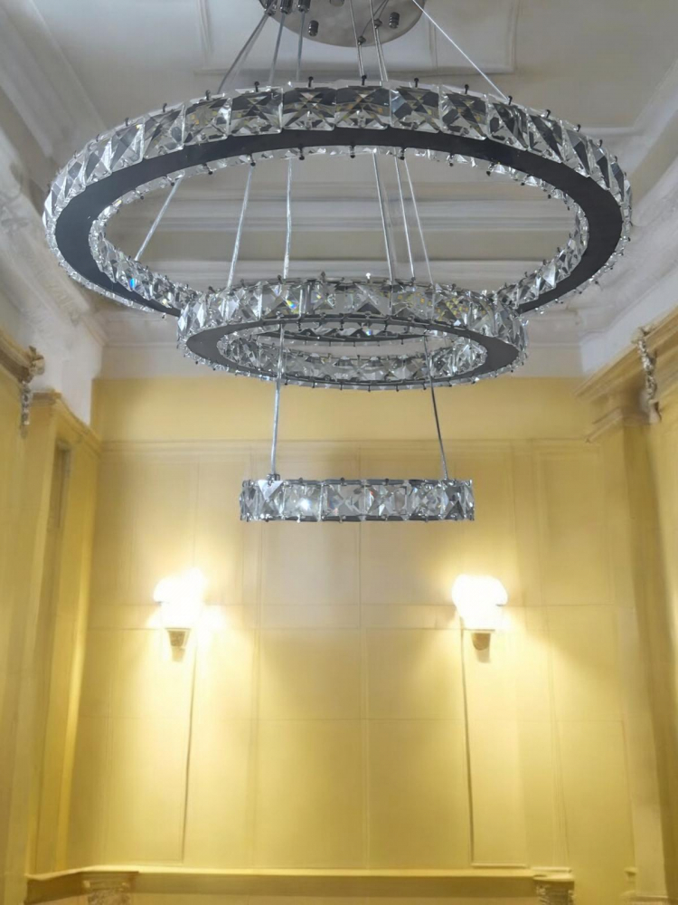 Lustra LED tip candelabru cu 3 inele, cristal, Ø20, 30, 50cm, AVI-4701 [5]