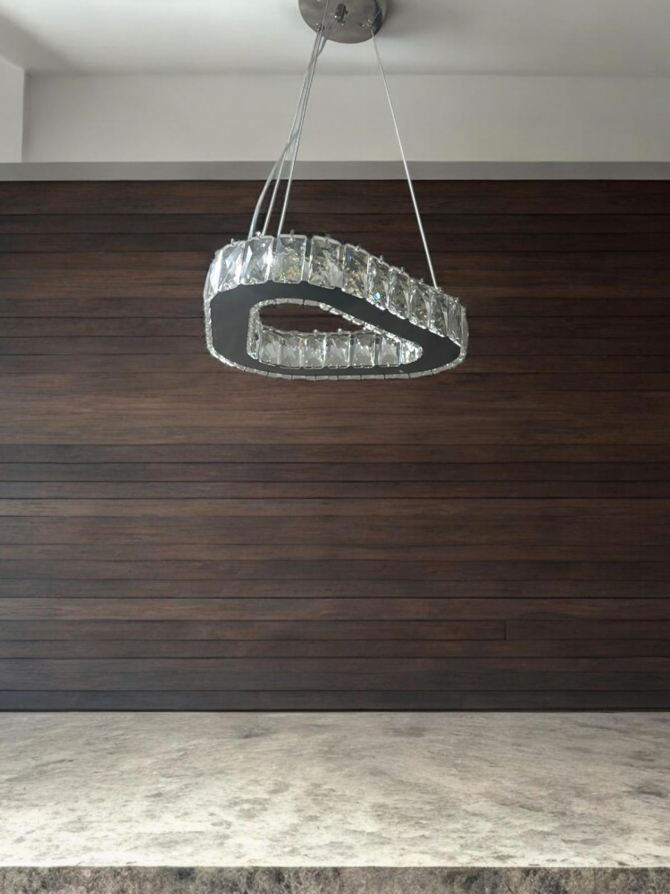 Lustra LED triunghi, 30cm, cu cristale, suspendata, inaltime ajustabila, 72W, lumina rece, calda, neutra, AVI-4702 [1]