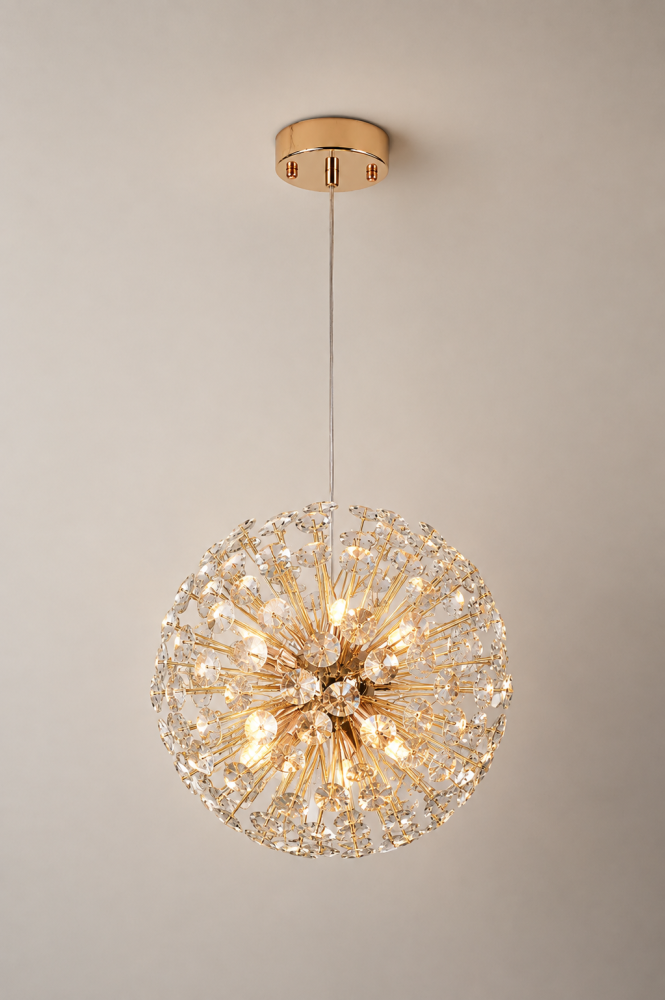 Lustră suspendată Crystal Dandelion Gold, AVI®, corp sferic Ø40 cm, 8 × G9, cristale multifatetate, auriu, AVI-5561 [4]