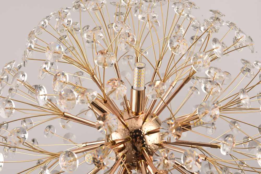 Lustră suspendată Crystal Dandelion Gold, AVI®, corp sferic Ø50 cm, 9 × G9, cristale multifatetate, auriu, AVI-5563 [5]