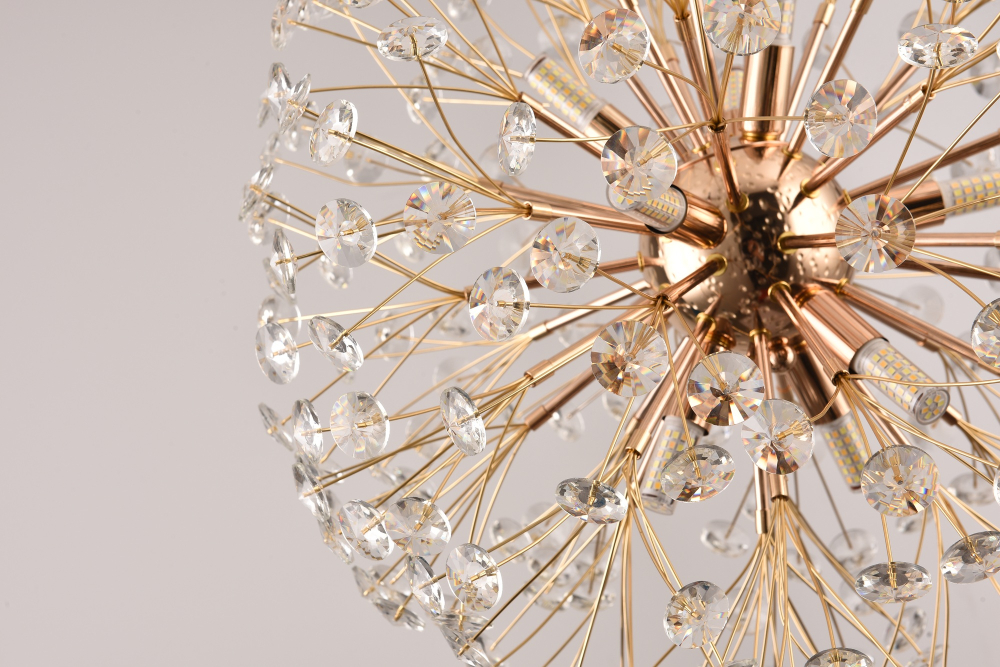 Lustră suspendată Crystal Dandelion Gold, AVI®, corp sferic Ø50 cm, 9 × G9, cristale multifatetate, auriu, AVI-5563 [7]