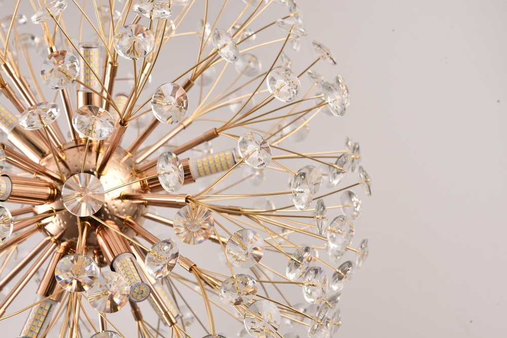 Lustră suspendată Crystal Dandelion Gold, AVI®, corp sferic Ø50 cm, 9 × G9, cristale multifatetate, auriu, AVI-5563 [6]